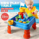 21pc Kids Sand Water Activity Play Table Child Fun Outdoor Sandpit Toys Set