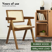 Levede 1x Armchair Dining Chair Wicker Wooden Chairs Rattan Accent Lounge Seat