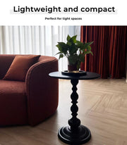 Levede Side Table Vintage End Round Tabletop Steel Base Nightstand Antique Black