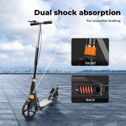 Monvelo Folding Scooter Push Kick Disc Brake Dual Suspension Commuter Adult Kids