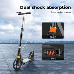 Monvelo Folding Scooter Push Kick Disc Brake Dual Suspension Commuter Adult Kids