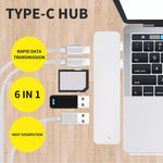 USB 3.0 Type-C HUB 6 Port Powered Adapter High Speed Splitter for Macbook pro