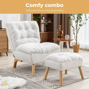 Levede Accent Ottoman Chair Footstool Leathaire Vanity Makeup Stool Lounge White