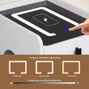 Levede Smart Bedside Table Wireless Charging LED Lights 2 Drawers Storage