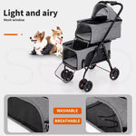 Pawz 2-tier Pet Stroller Double Dog Pram Cat Carrier Travel Pushchair Foldable