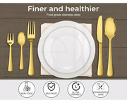 Stainless Steel Cutlery Set Travel Knife Fork Spoon Glossy Gold Tableware 30PCS