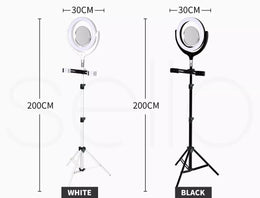 LED Ring Light with Tripod Stand Phone Holder Dimmable Studio Photo Selfie Lamp