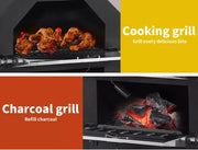 3in1 Pizza Oven Charcoal BBQ Grill Steel Smoker Outdoor Portable Barbecue Camp