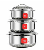 New Set of 3pcs Premium Quality Stainless Steel Food Warmer 5L/8L/10L Casserole 