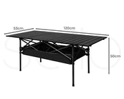 Levede Folding Camping Table Portable Picnic Outdoor BBQ Desk Egg Roll Black