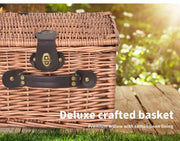 2 Person Picnic Basket Willow Baskets Set Insulated Outdoor Blanket StorageGift