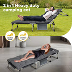 Levede Folding Camping Bed Camping Cot Adjustable Backrest Home Office