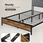 Levede Double Bed Frame Industrial Tufted Noise Free Headboard USB Charge