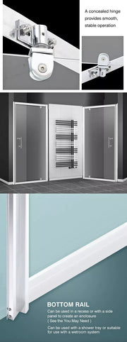 Levede Shower Screen Screens Door Seal Enclosure Glass Panel Frameless Pivot