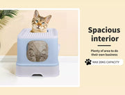 Pawz Cat Litter Box Fully Enclosed Kitty Toilet Trapping Odor Control Basin Blue