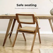 Levede 2X Dining Chairs Foldable  Accent Wooden Chair Rattan Furniture Lounge