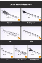 Moyasu 10Pcs BBQ Tool Set Stainless Steel Outdoor Barbecue accessory Grill Cook