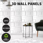 12Pcs 3D Wall Panels 50x50cm DIY Waterproof Scratchproof Home Decor Easy Install