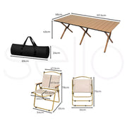 Levede Folding Camping Table Chair Set Portable Picnic Outdoor Foldable Chairs