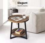 Levede Side Table Coffee Bedside Tables Nightstand Storage Steel Legs 60cm Dia.