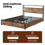 Levede Double Bed Frame Industrial RGB LED Drawers Storage Headboard USB Charge
