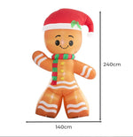 Santaco Christmas Inflatable Gingerbread Man 2.4M Xmas Decor LED Lights Outdoor