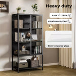 Stacked Tempered Glass Display Cabinet 4Tier Clear Showcase Bookcase Steel