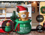 Santaco Inflatable Christmas Decorations Bubbly Bear 1.5M LED Lights Xmas Party