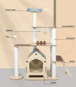 Pawz Cat Tree Scratching Post Scratcher Cats Tower Wood Furniture House 138cm