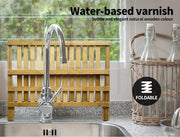 Toque Dish Rack Bamboo Foldable Drainer Drying Holder Plate Utensil Cultery Tray
