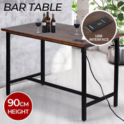 Levede High Bar Table Office Desk USB Charge Vintage Industrial Dining 110x60CM
