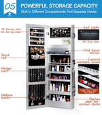 Levede Mirror Jewellery Cabinet Full Length Makeup Storage Jewelry Organiser Box