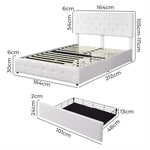 Levede Queen Bed Frame Fabric Tufted Wooden Mattress Base 4 Storage Drawer