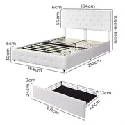 Levede Queen Bed Frame Fabric Tufted Wooden Mattress Base 4 Storage Drawer