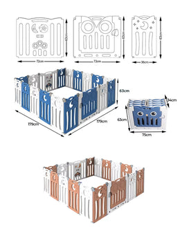 Bopeep Kids Baby Playpen Dog Foldable Large Safety Gate Toddler Fence 18 Panels