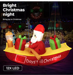 Santaco Christmas Inflatable Santa Clau Boat 2.1M Xmas Outdoor Decor LED Lights