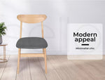 Levede 4xDining Chairs Kitchen Chair Natural Wood Linen Fabric Cafe Lounge