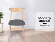 Levede 4xDining Chairs Kitchen Chair Natural Wood Linen Fabric Cafe Lounge