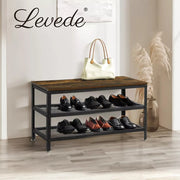 Levede 3-Tier Shoe Rack Bench Storage Cabinet Organisers Industrial Steel 73cm