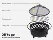 Moyasu Fire Pit BBQ Grill Fireplace Outdoor Portable Camping Heater Patio Garden