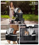 Pawz Pet Stroller Dog Cat Pram Carrier Travel Foldable Aluminium 50kg 4 Wheels