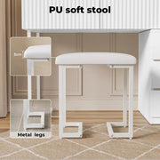 Levede Dressing Table Stool Set with Mirror Led Makeup Vanity Desk Drawers White