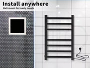 Wall-Mounted Heated Towel Rack – 7-Bar Electric Towel Warmer, Black Finish