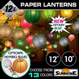 12 Paper Lanterns for Wedding Party Festival Decoration - Mix & Match Colours