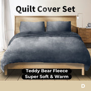 Quilt Cover Set Doona Duvet Teddy Bear Fleece Thermal Pillowcase Super King