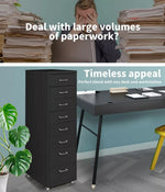 Levede 8 Drawer Office Cabinet Drawers Storage Cabinets Steel Rack Home Black