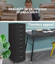 Levede 8 Drawer Office Cabinet Drawers Storage Cabinets Steel Rack Home Black