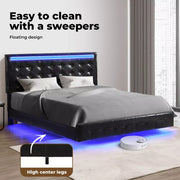 Levede Floating Bed Frame Double Queen with Headboard LED Lights Mattress Base