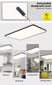 Emitto LED Ceiling Light Ultra-Thin 5CM Morden Simple Lamp Living Room Black 96W