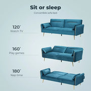 Levede Sofa Bed Convertible Lounge Futon Armrest Couch Velvet 3-Seater Recliner